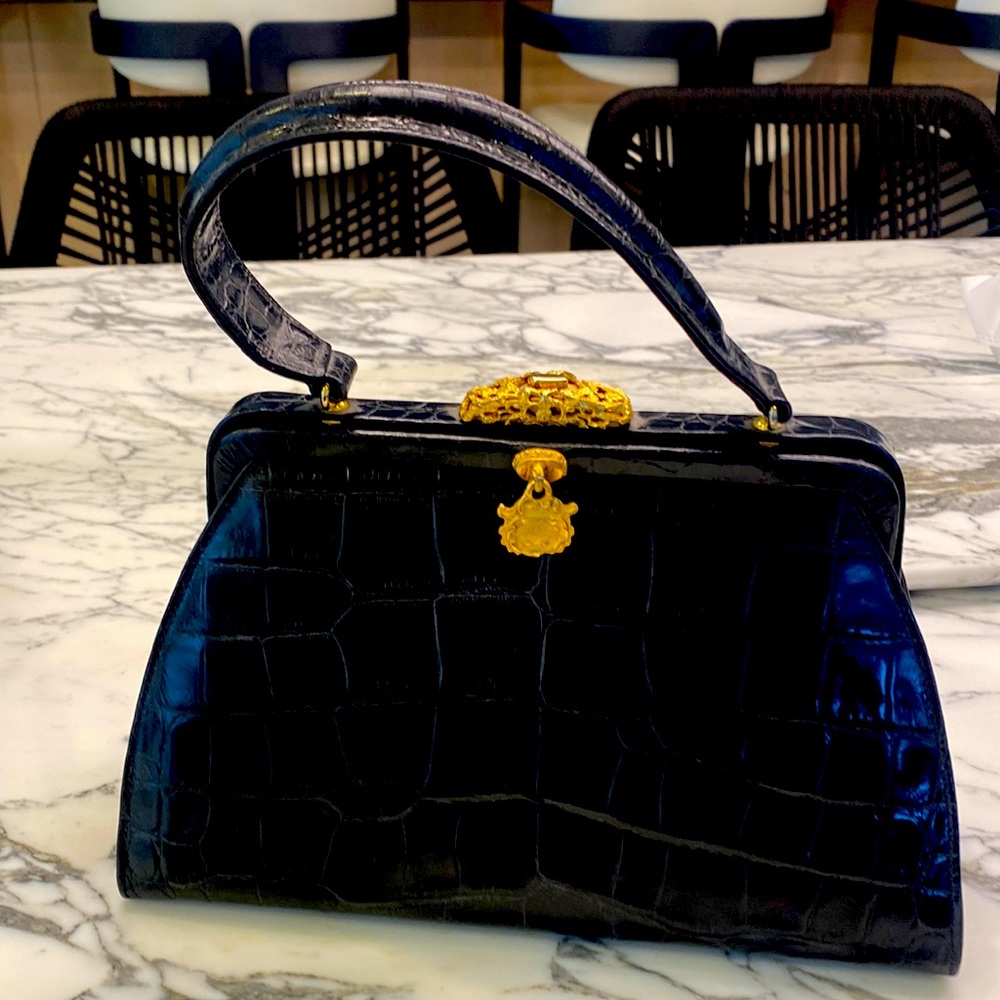 Black and gold Ann Turk purse